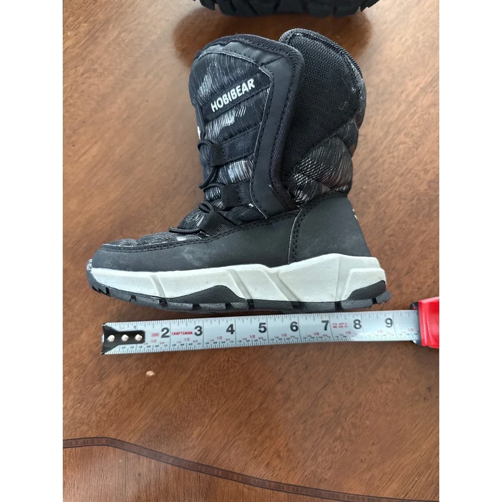 Hobibear Kids Winter Snow Boots Gray Camo Faux Fur Lined Size EU 30 US 12.5 EUC